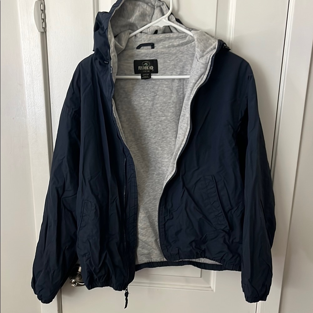 Navy Hooded Jacket with Gray Lining